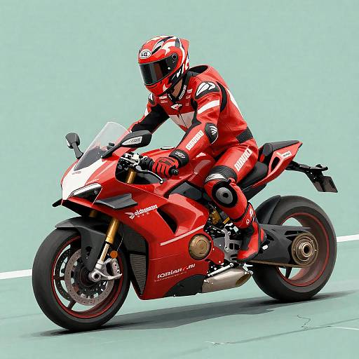 Focused Male Motorcyclist on Sportbike