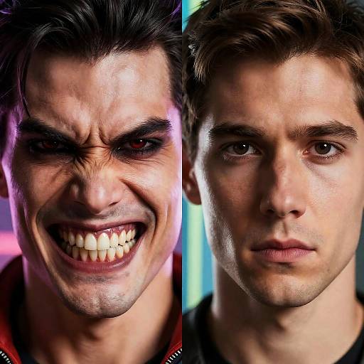 Dramatic Faces with Colorful Background