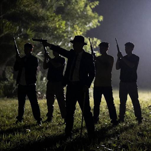 Dramatic Nighttime Standoff in Silhouette