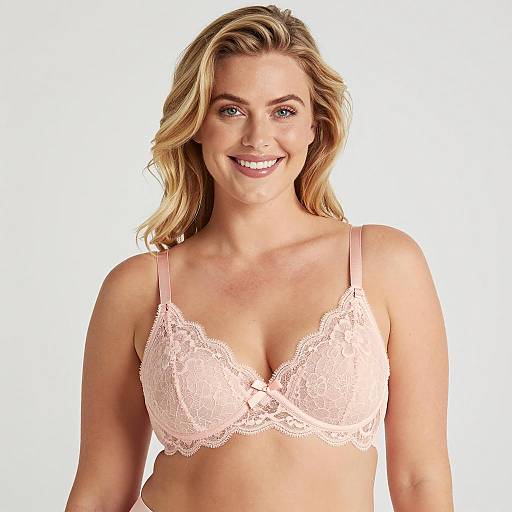 Smiling Blonde in Delicate Pink Lingerie