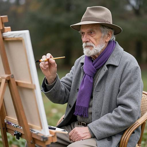Elderly Artist Capturing Nature's Beauty