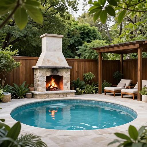 Serene Outdoor Spa with Fireplace