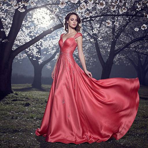 Elegant Crimson Silk Evening Gown