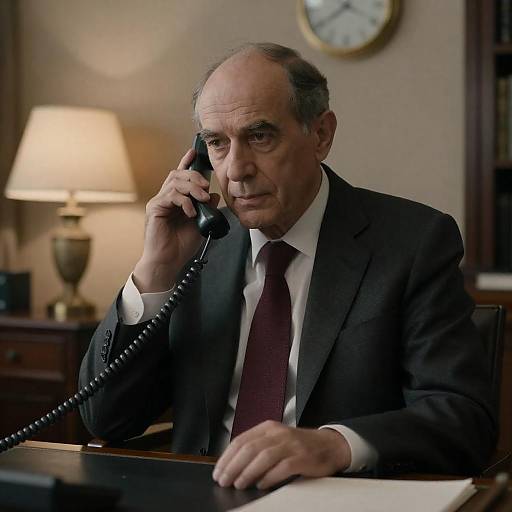 Vintage Executive Portrait with Corded Phone