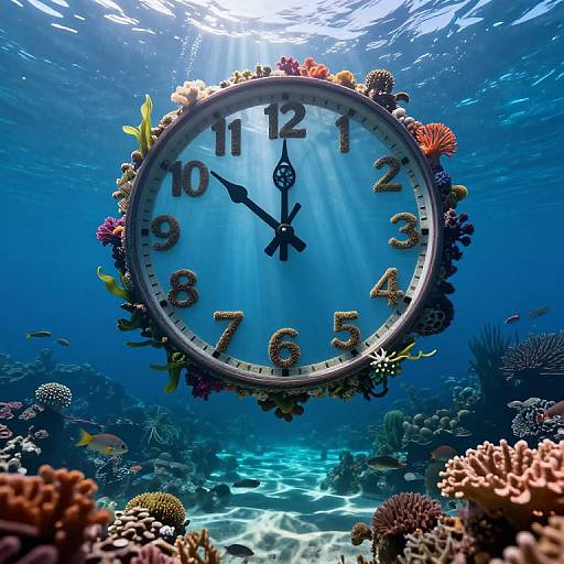 Surreal Underwater Clock Dreamscape