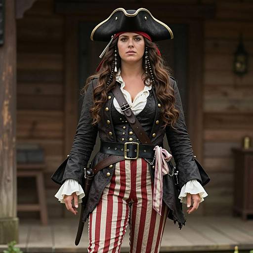 Female Pirate in Detailed Costume