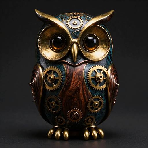 Filigree Clockwork Owl in Burnished Copper