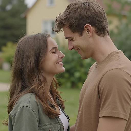 Intimate Young Couple Photograph with Smiles