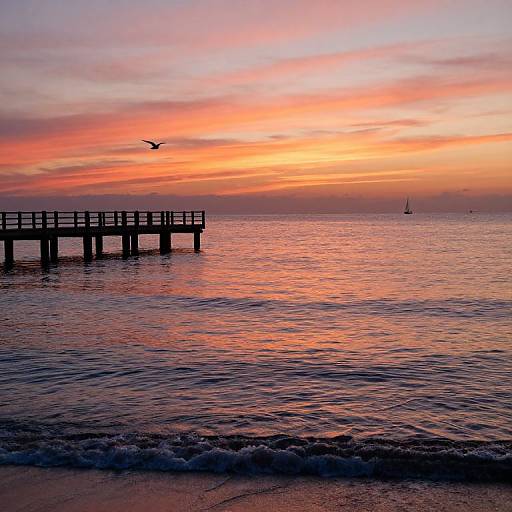 Serene Oceanview Sunset with Pier
