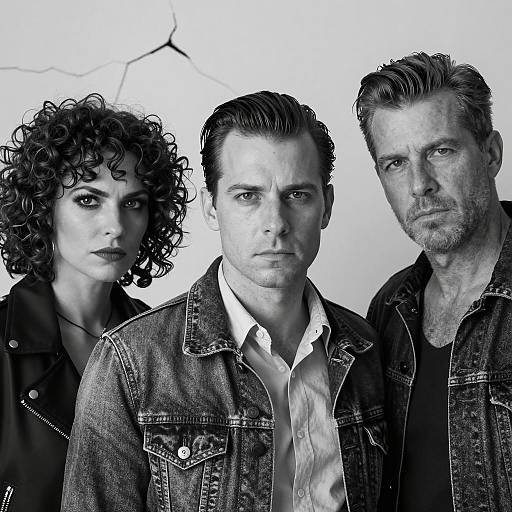 Serious Black and White Portrait of Three Adults