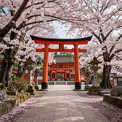 Hyperrealistic Spring Shinto Shrine