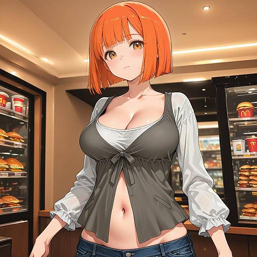 Illustration of Mother (yoru mac), mcdonald's in the style of Mudou eichi