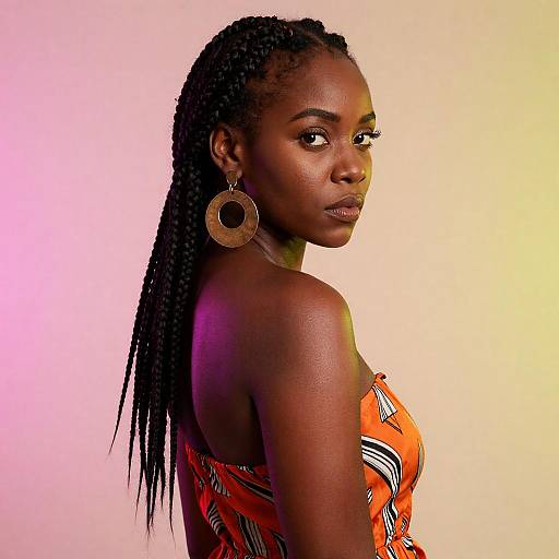 Serious Woman in Vibrant Neon Colors