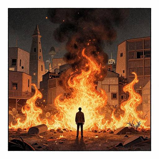 Burning Overgrowth with Lone Man