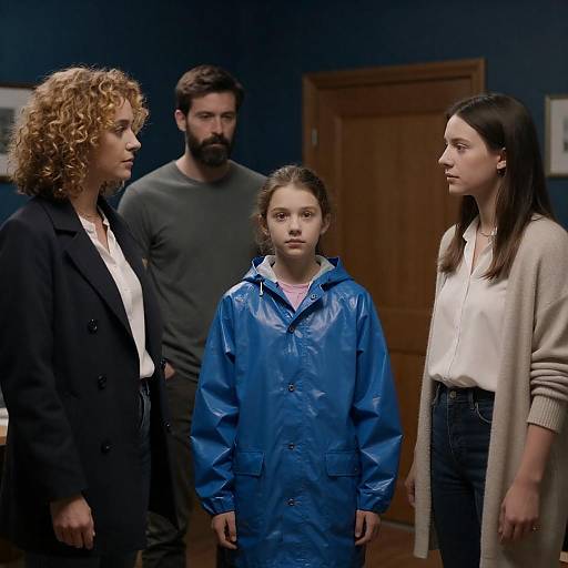 Girl in Blue Raincoat, Dim Room