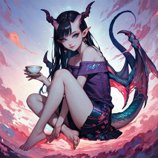 Serene Dragon Girl at Sunset Beach