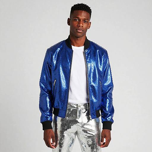 Man in Shiny Blue Disco Jacket