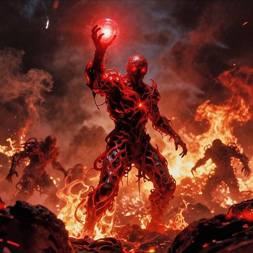 90s Japanese Apocalyptic Fiery Creature