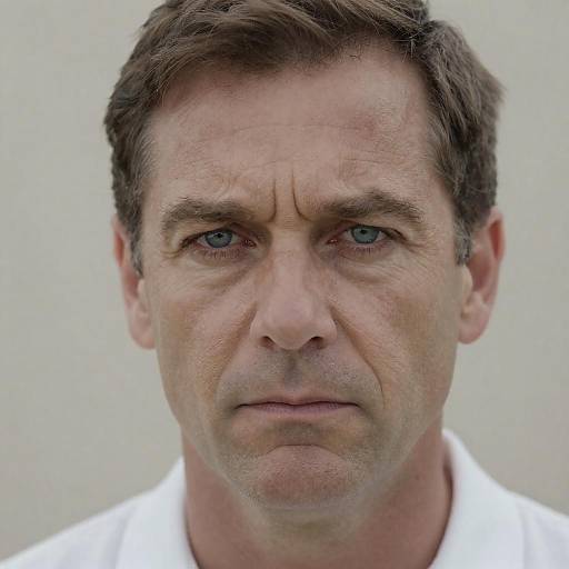 Intense Close-Up of Middle-Aged Man