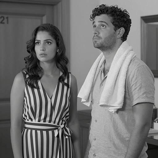 Elegant Black-and-White Indoor Portrait