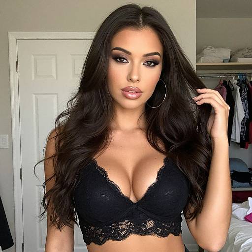 Glamorous Woman with Dark Wavy Hair