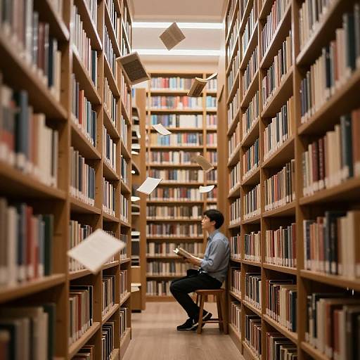 Enchanted Library with Flying Books