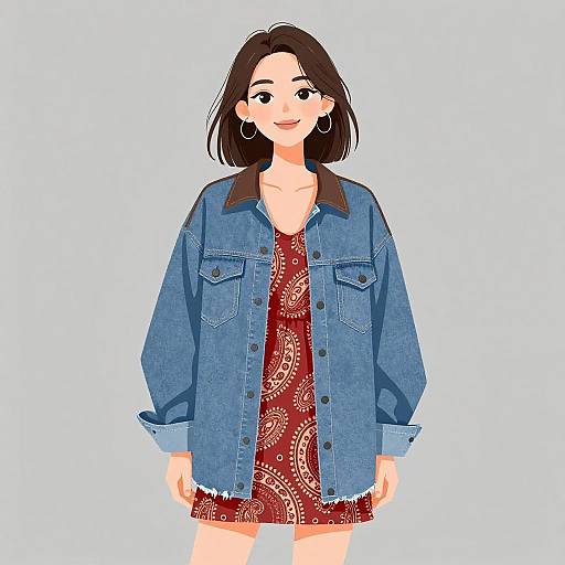 Smiling Woman in Layered Street Style