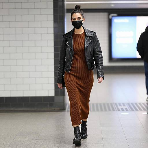 Stylish Woman in Subway Station