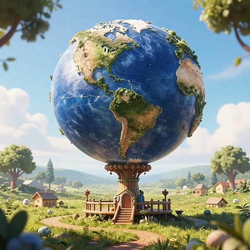 Whimsical Earth Globe Tree House