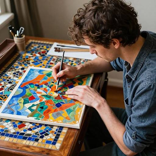 Photorealistic Artist Painting at Desk