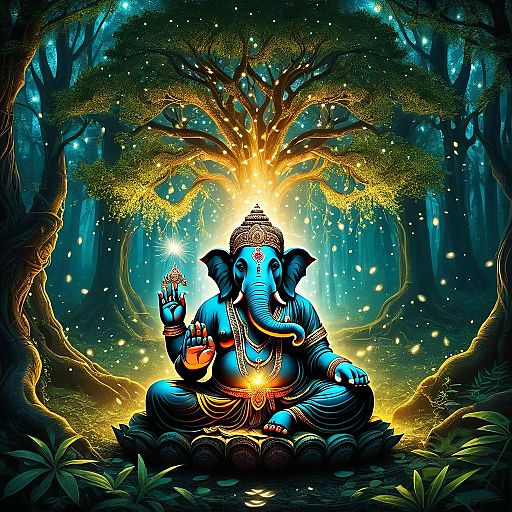 Serene Ganesha Meditating In Nature