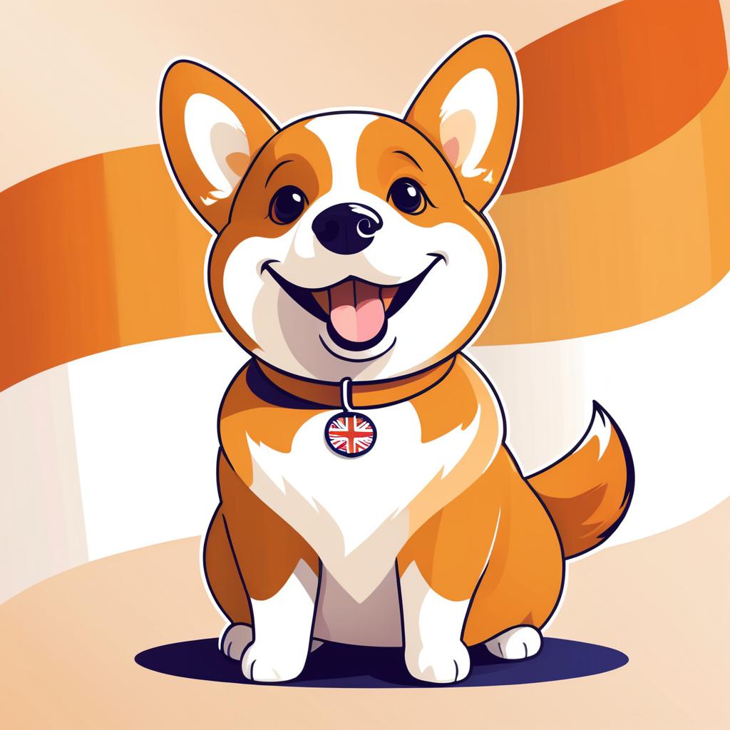 Charming Corgi with British Flag Illustration