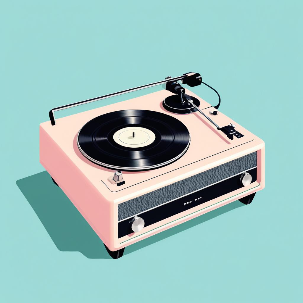 Vintage Record Player Retro Illustration