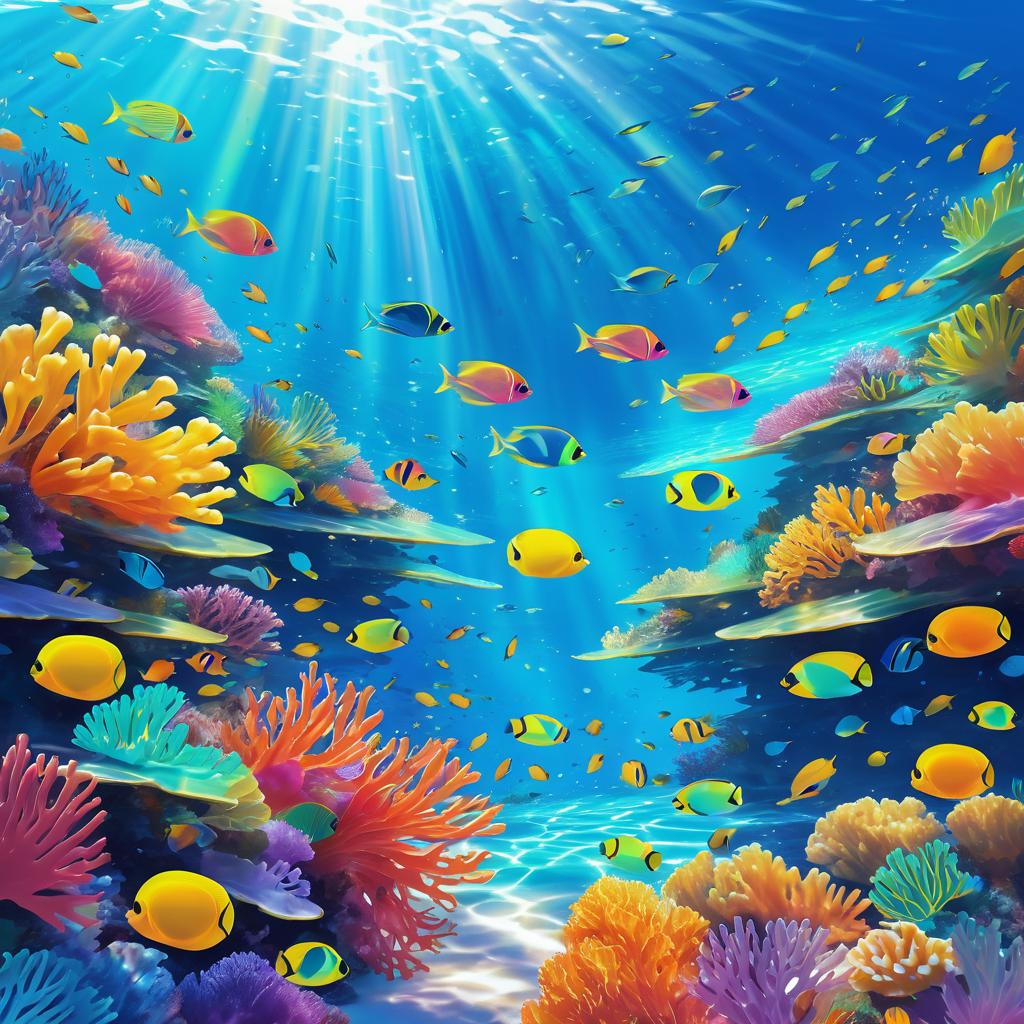 Vibrant Coral Reef with Colorful Fish