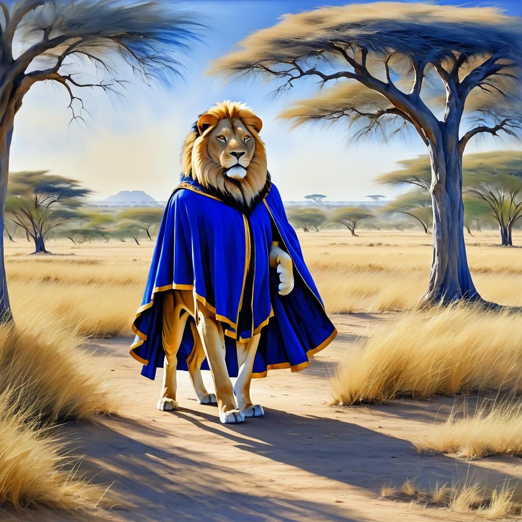 Majestic Lion in Royal Blue Cape