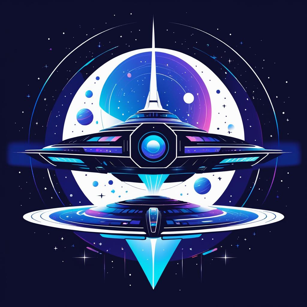 Futuristic Spaceship T-Shirt Design