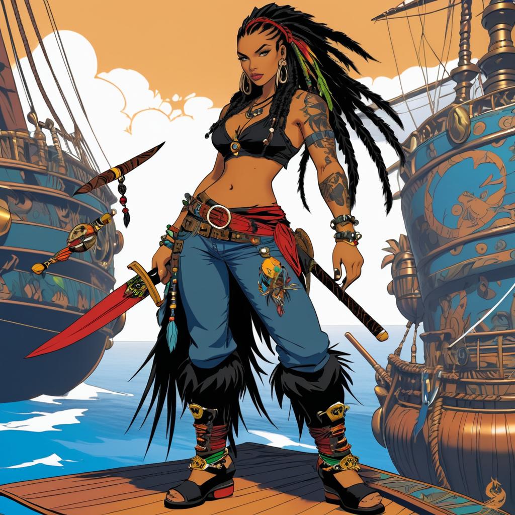 Fierce Indigenous Pirate in Joe Madureira Style