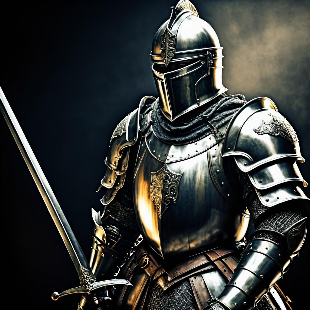 Dramatic Knight in Medieval Armor