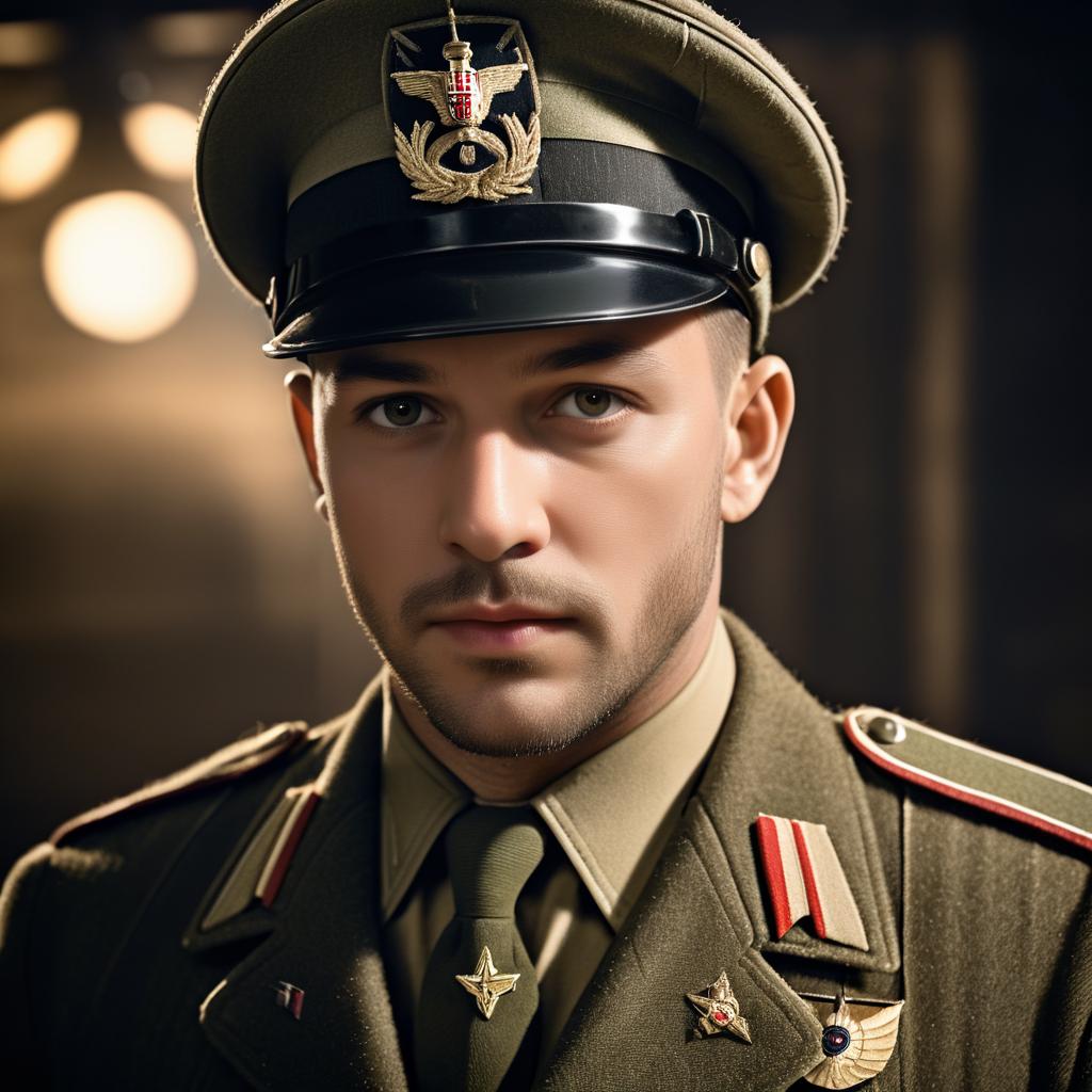 Cinematic Portrait of Tom Hardy in 1940s Uniform