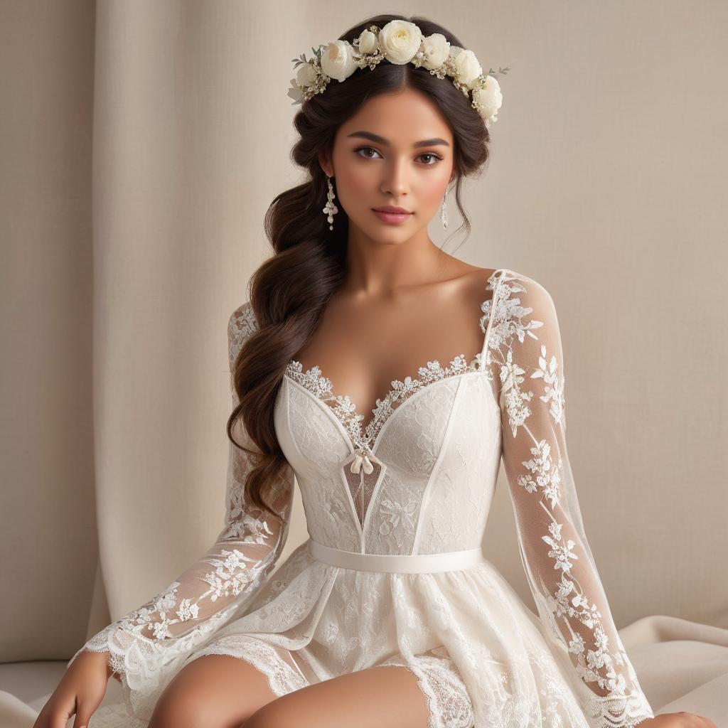 Ethereal Character in White Lace Elegance