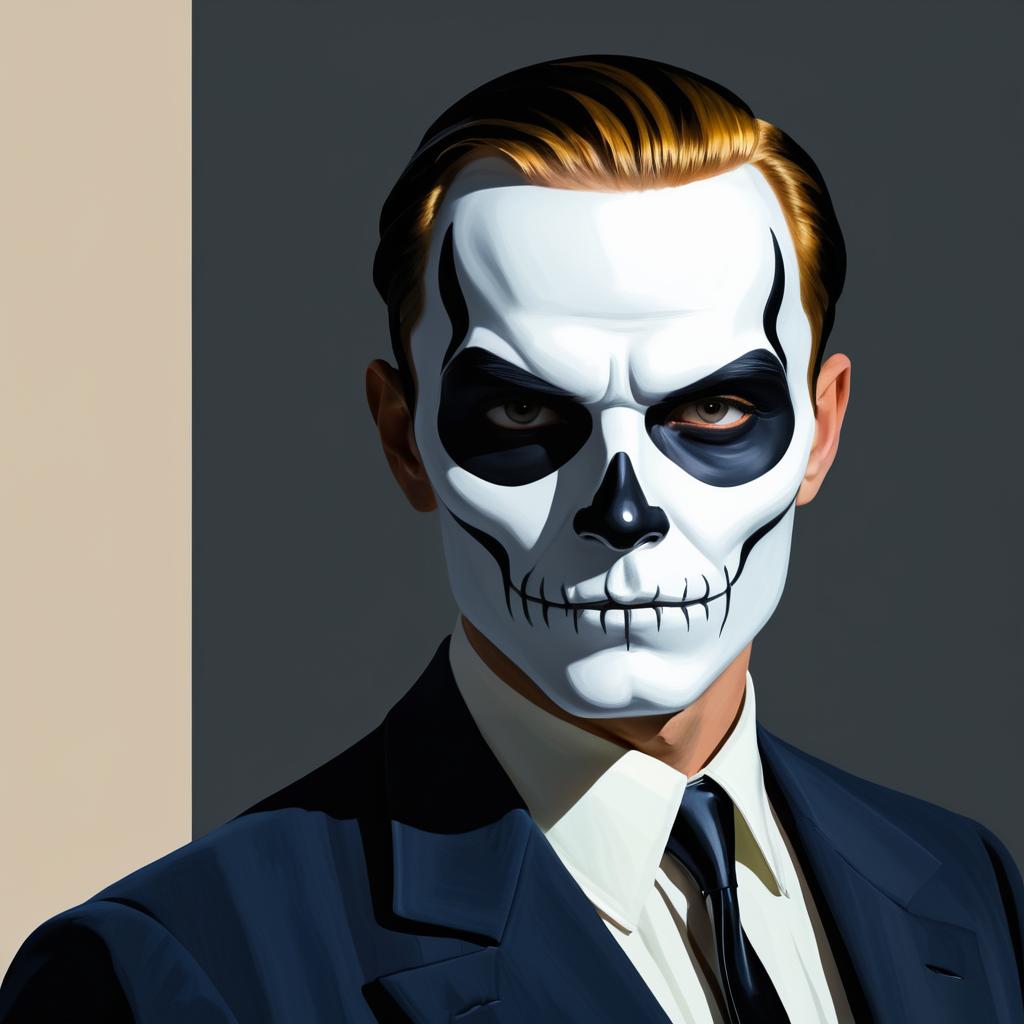 Skull-Painted Man in Hopper Style