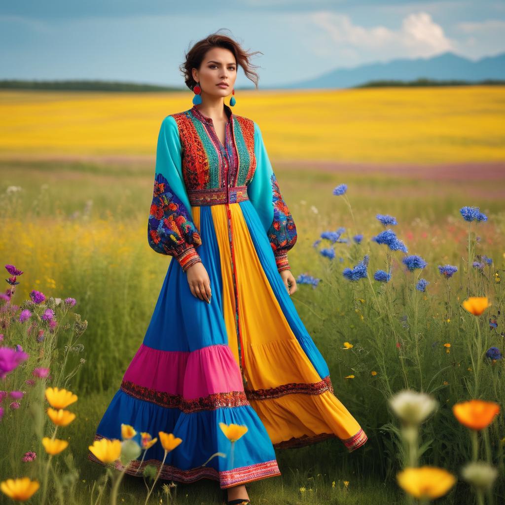 Vibrant Woman in Colorful Ethnic Attire