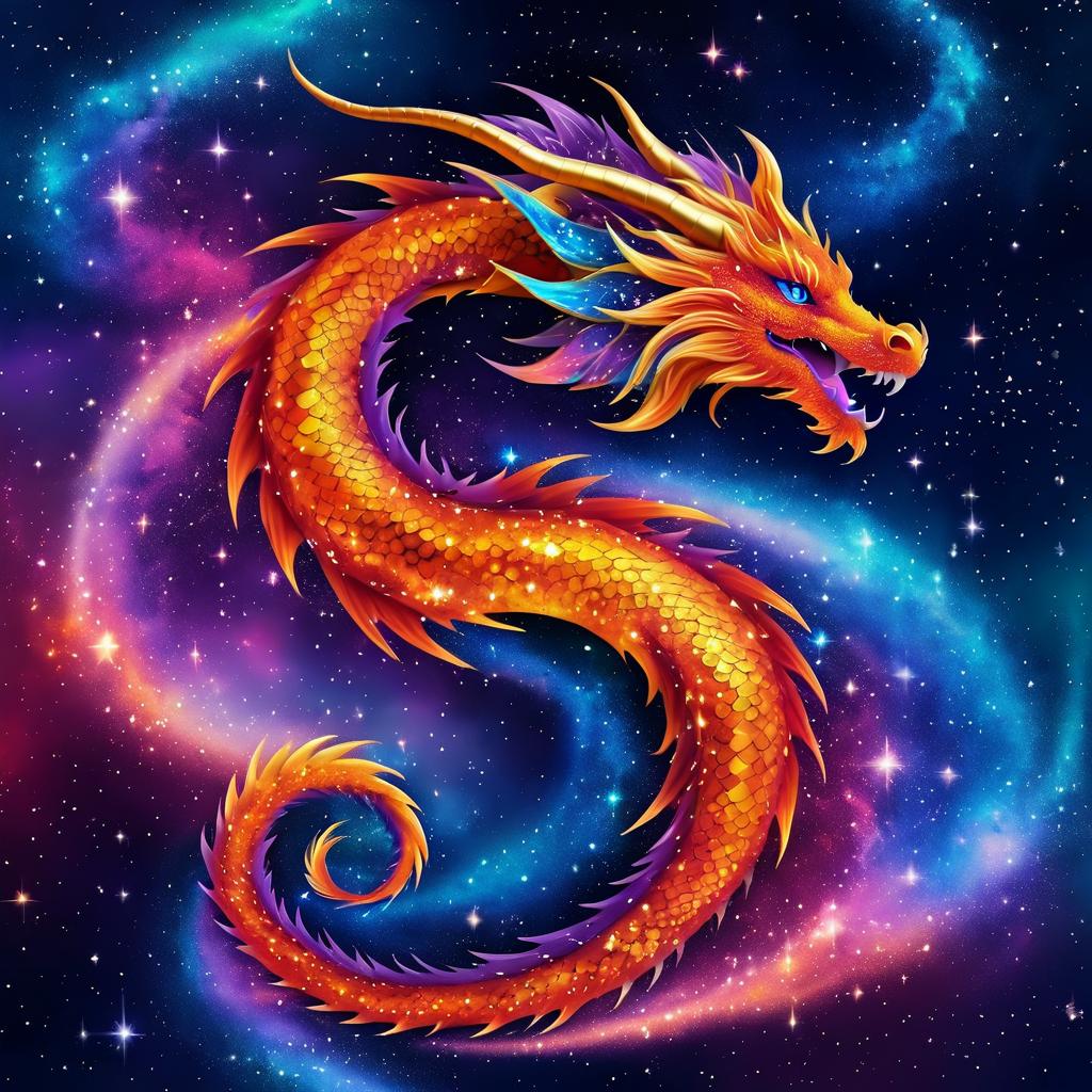 Celestial Dragon in Fiery Nebula