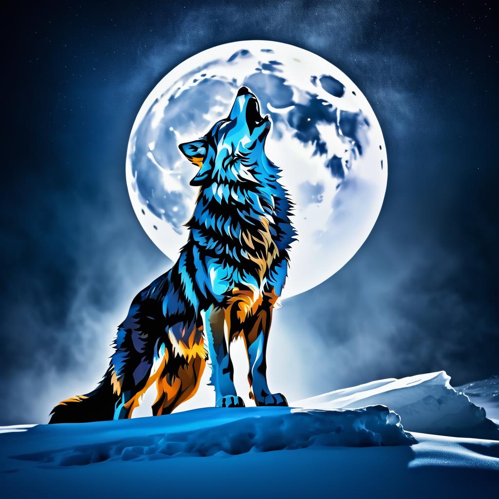 Majestic Wolf Howling Under Moonlight