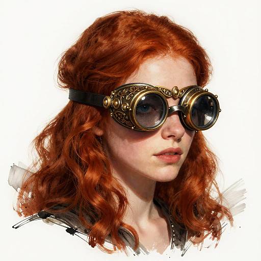 Intricate Steampunk Redhead Illustration