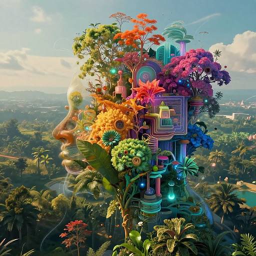 Surreal Nature-Tech Fusion Landscape