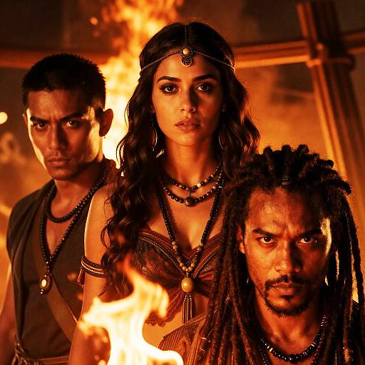 Dramatic Movie Poster with Intense Characters