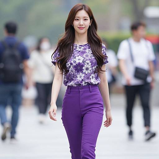 K-Pop Girl in Purple Outfit