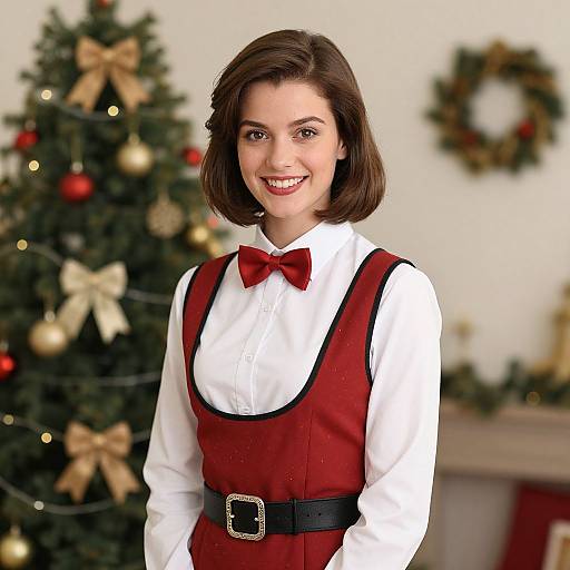 Retro Christmas Party Girl Portrait