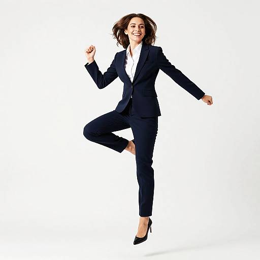 Energetic Businesswoman Mid-Jump